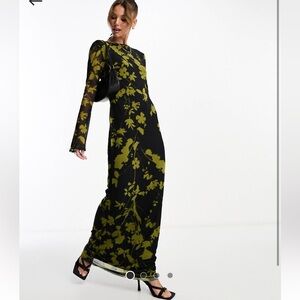 ASOS DESIGN low back floral mesh maxi dress